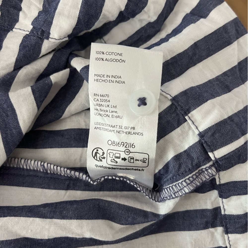 Anthropologie The Darcey‎ Popover Swing Top blue and white stripe pattern XS - Picture 8 of 8